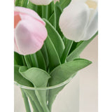 George Home pink artificial tulips in glass vase 13x13x30cm - British product
