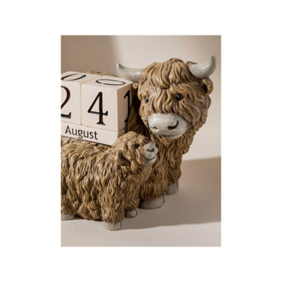 George Home brown highland cow calendar 15x9x11cm (British brand)