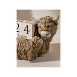 George Home brown highland cow calendar 15x9x11cm (British brand)