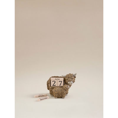 George Home brown highland cow calendar 15x9x11cm (British brand)