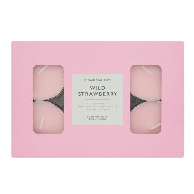 George Home wild strawberry maxi tealights 12 pack, imported from the UK