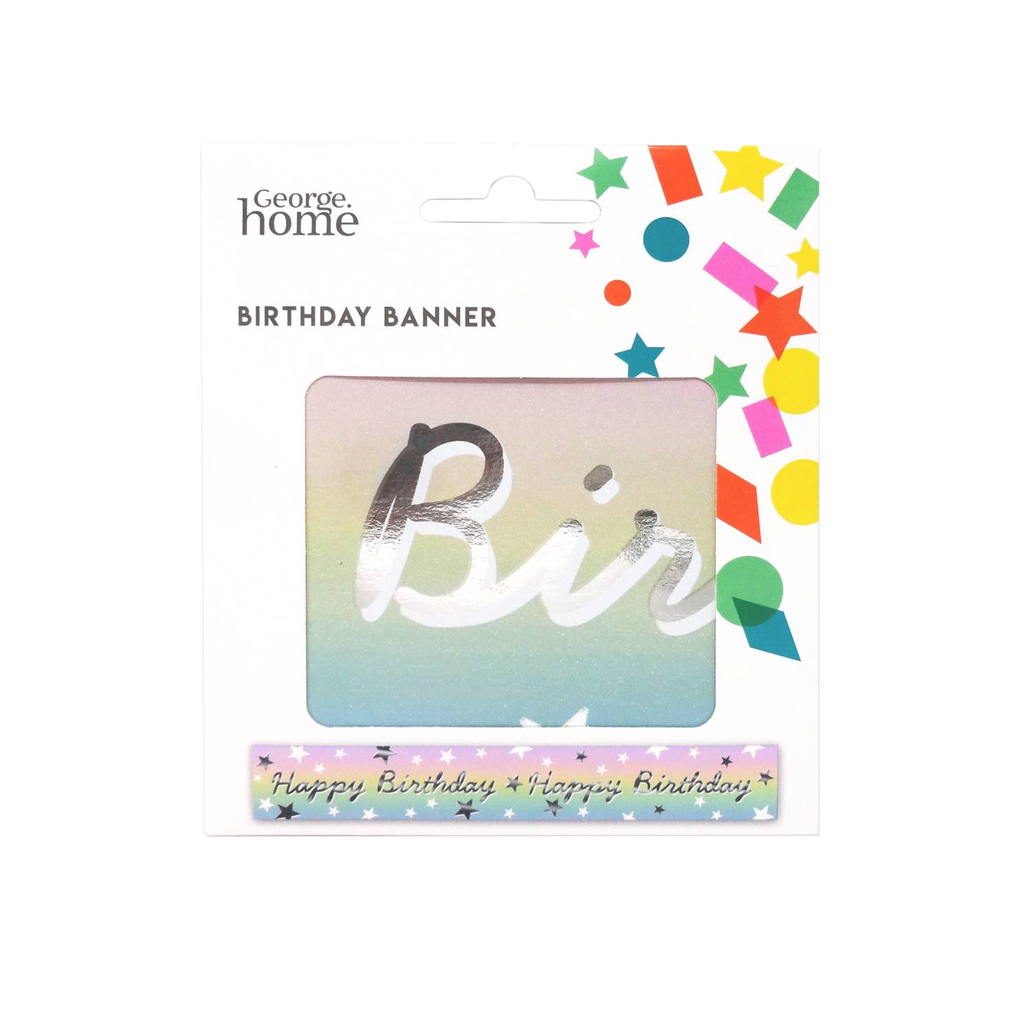 George Home pastel birthday banner with iridescent foil, UK version