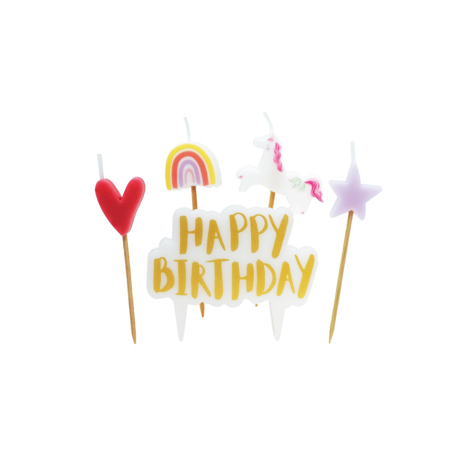 George Home unicorn pick candles 5pk, imported from the UK