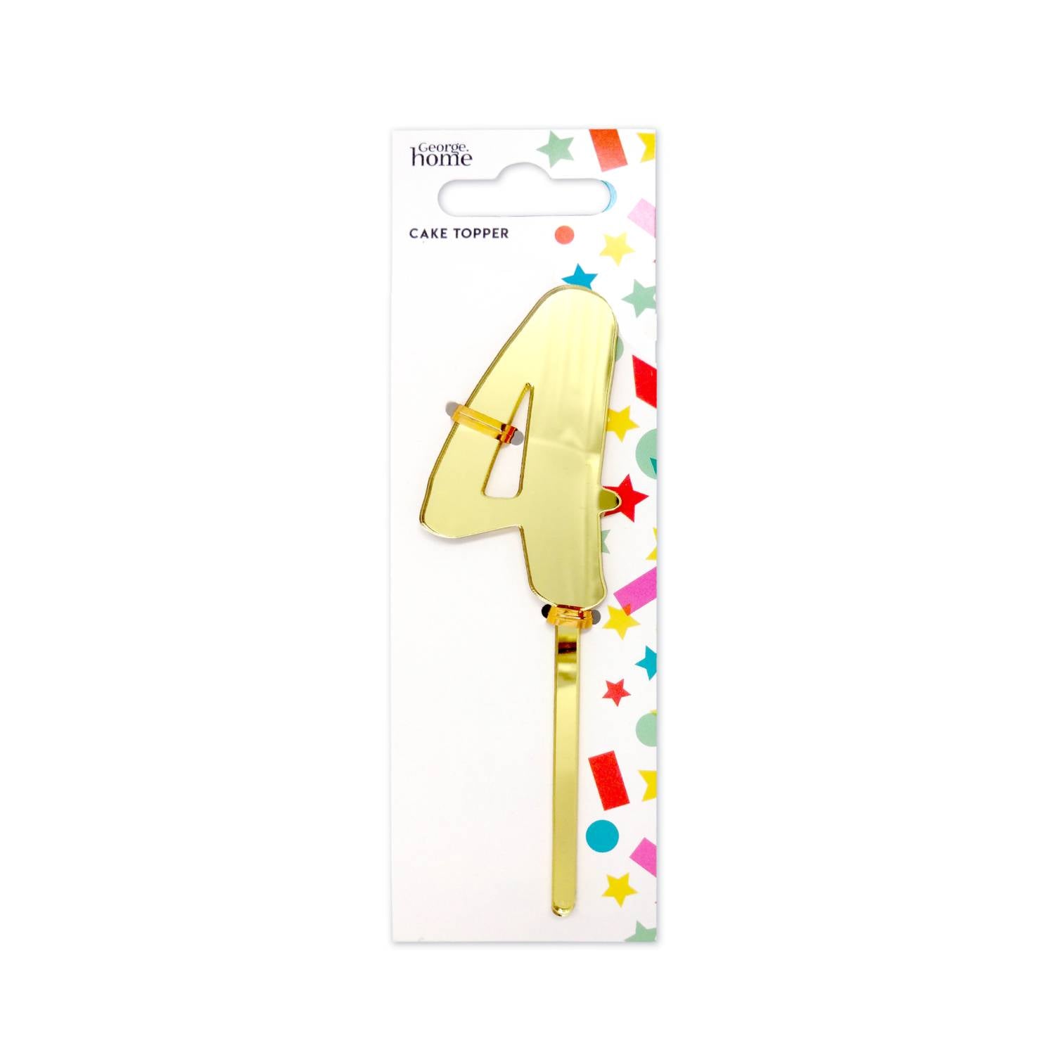 George Home gold foil number 4 cake topper - British product