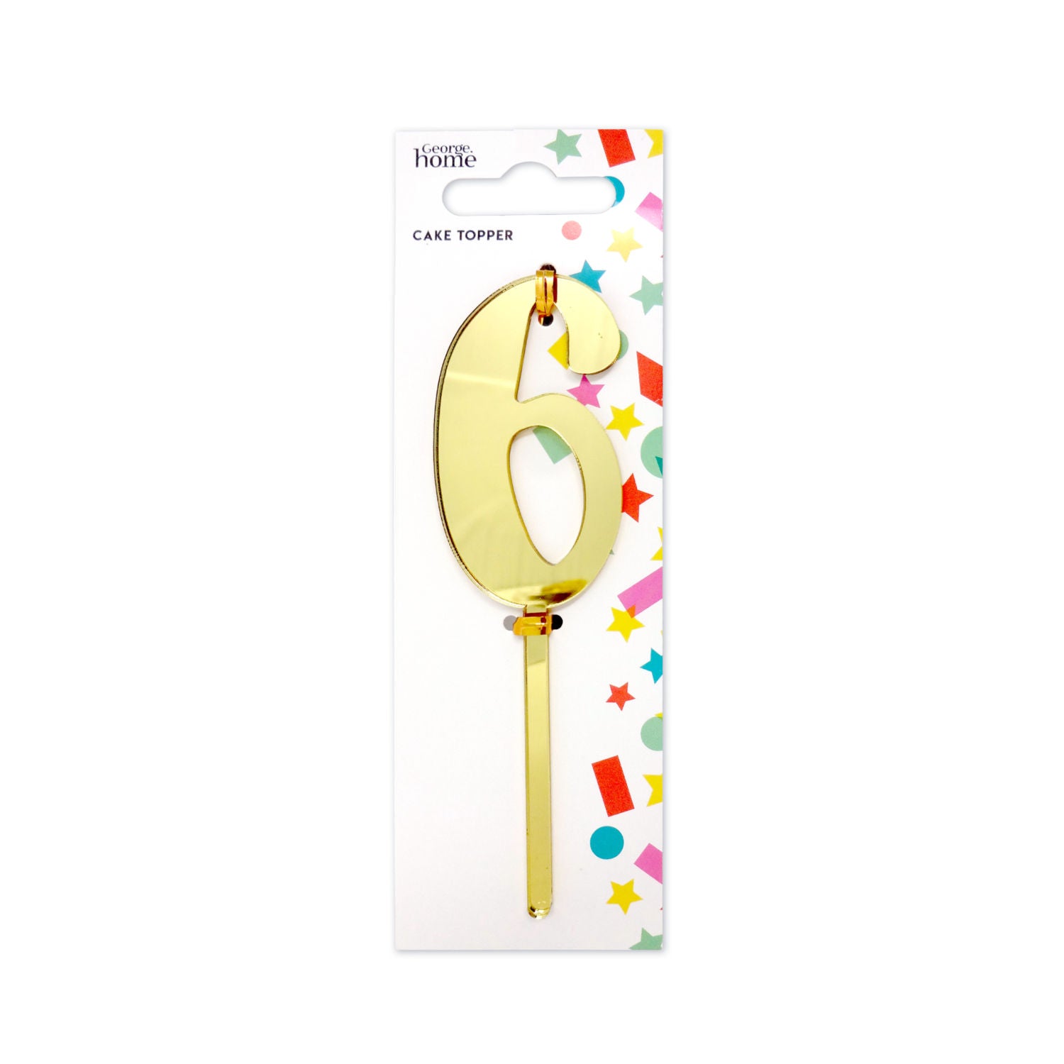 George Home gold foil cake topper number 6 (British brand)