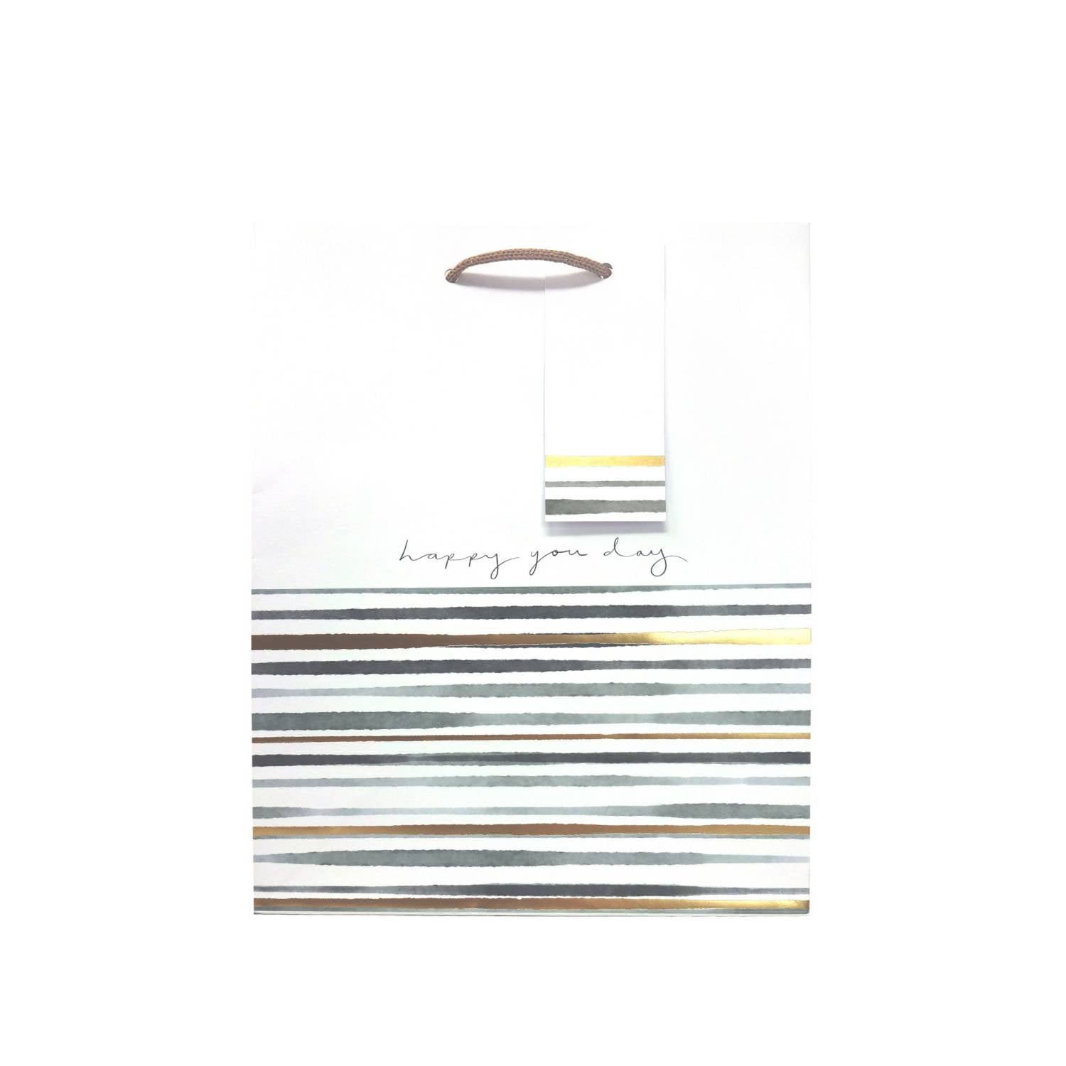 George Home green gold stripe medium gift bag (British brand)