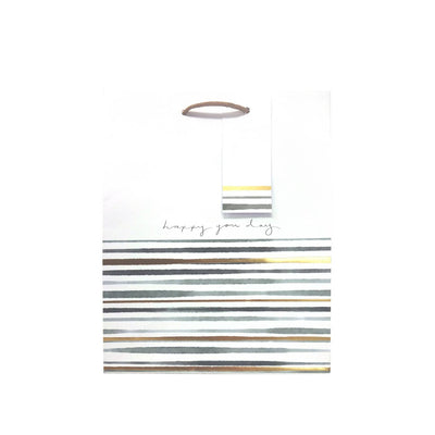 ASDA George Home Green Gold Stripe Medium Gift Bag- Buy online at McGrocer