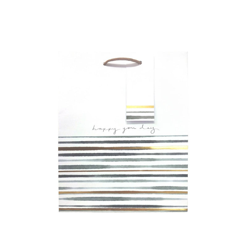 George Home green gold stripe medium gift bag (British brand)