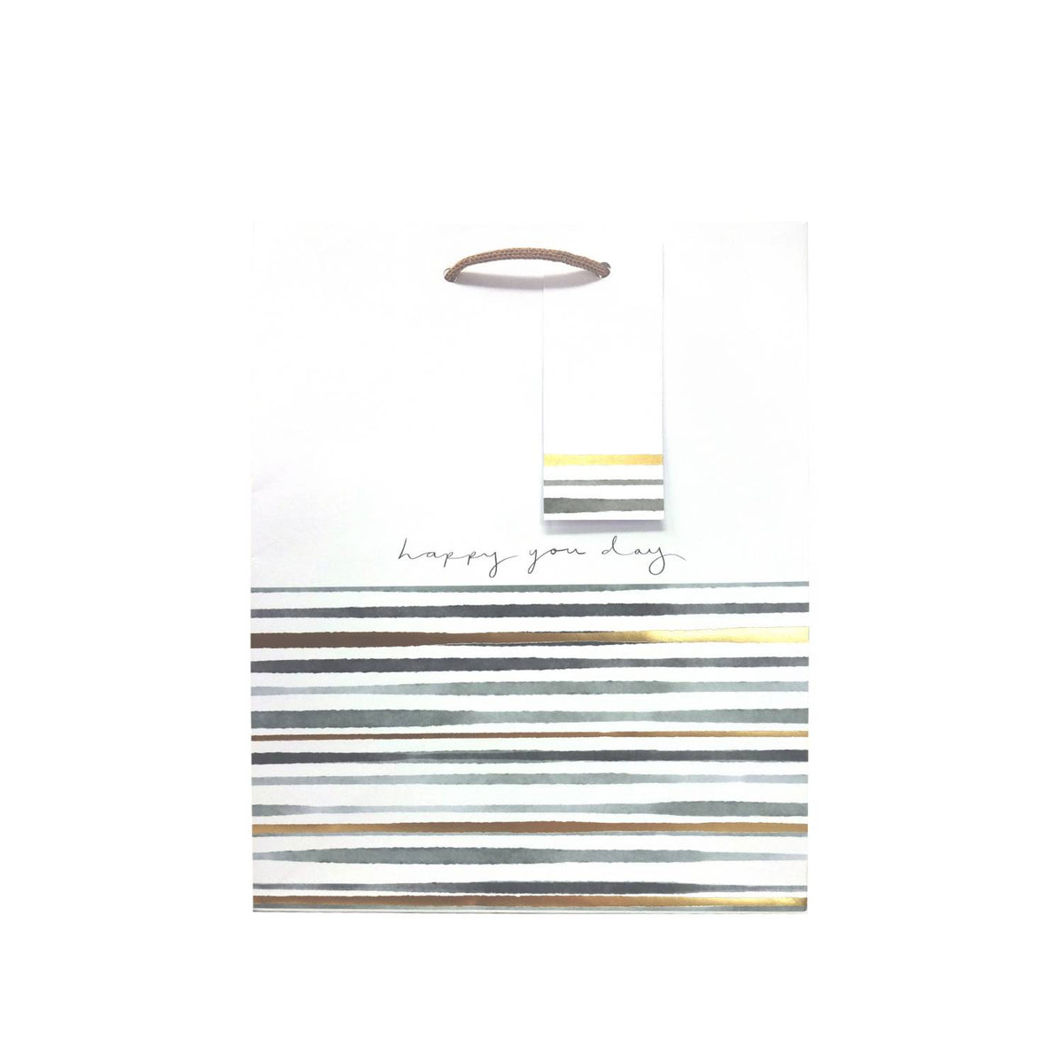 George Home green gold stripe medium gift bag (British brand)