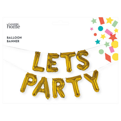 George Home gold foil Lets Party banner (British brand)