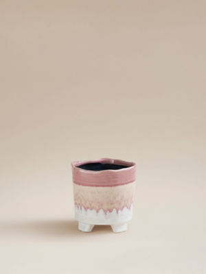 George Home stone glazed pink planter 15.5cm cube - British product