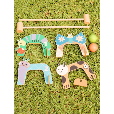Hapello croquet set multi-coloured wooden children's outdoor game - British product