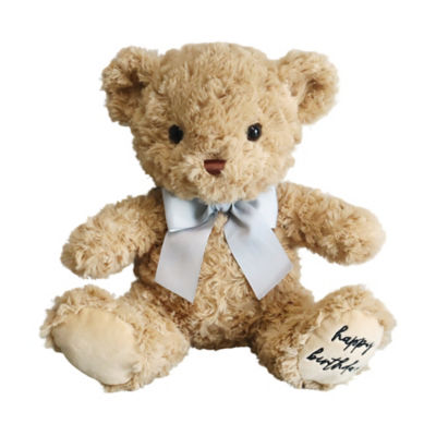 George Home birthday bear with grey ribbon 24cm sitting height, imported from the UK