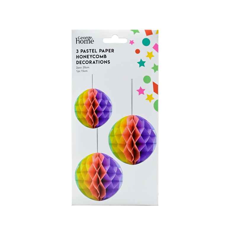 George Home pastel honeycomb decorations with 20cm and 15cm pieces, UK version
