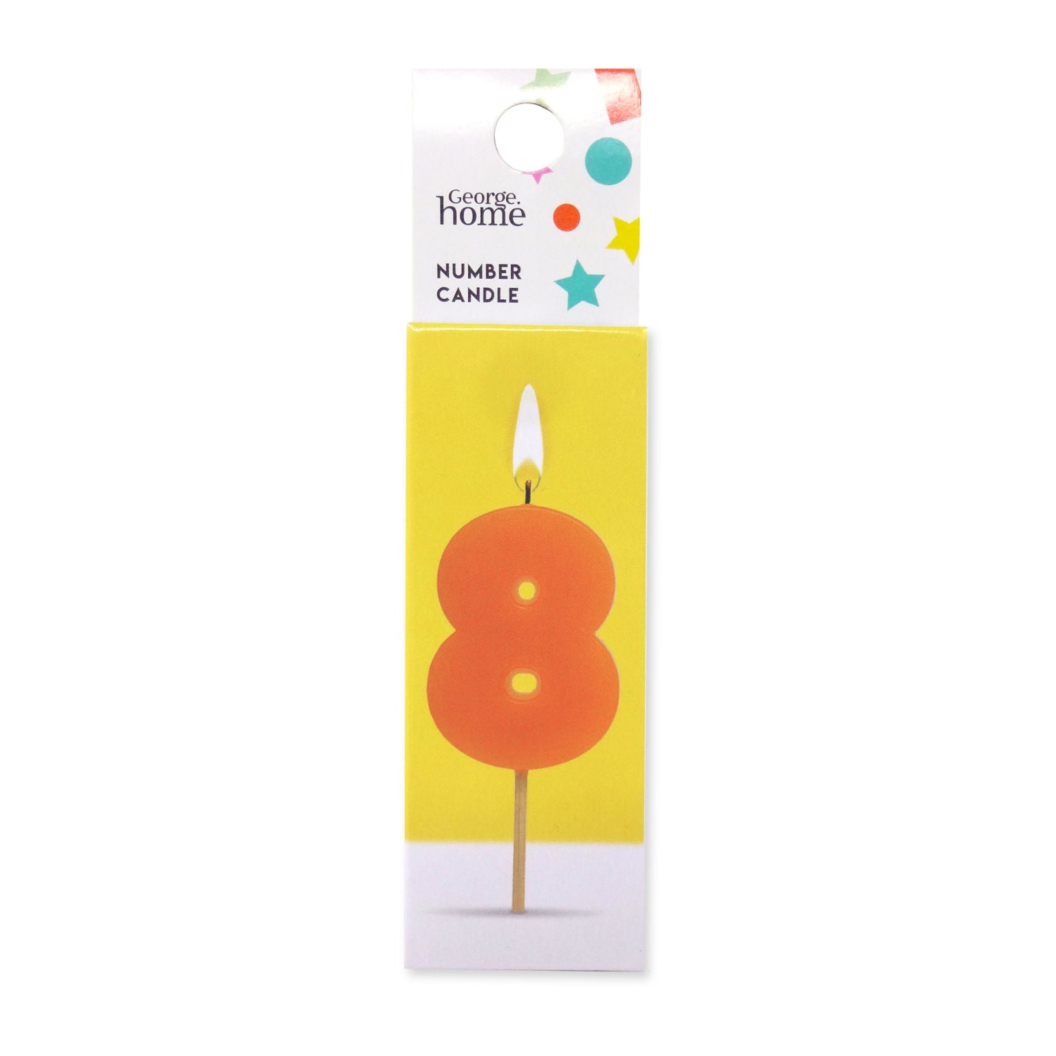 George Home number candle shape eight decorated with bamboo pick, UK version