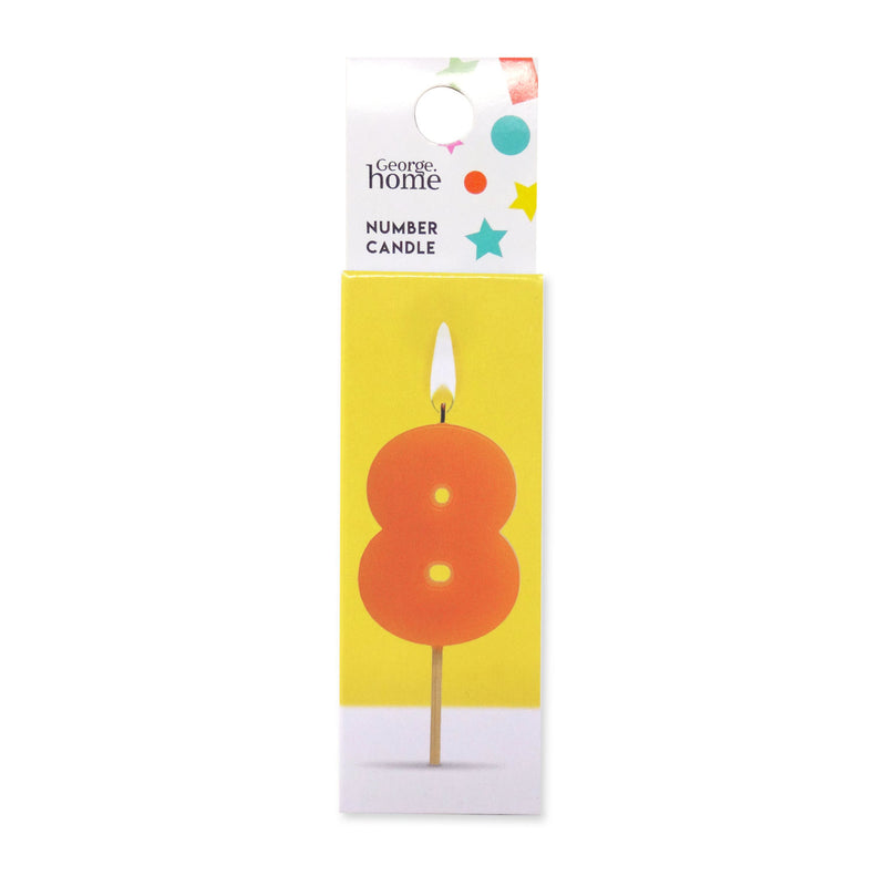 George Home number candle shape eight decorated with bamboo pick, UK version