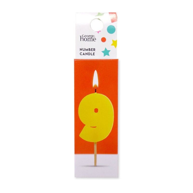 George Home red number nine candle 9 with bamboo stick, UK version