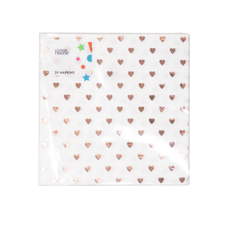 George Home Rose Gold Heart napkins 20pk, UK version