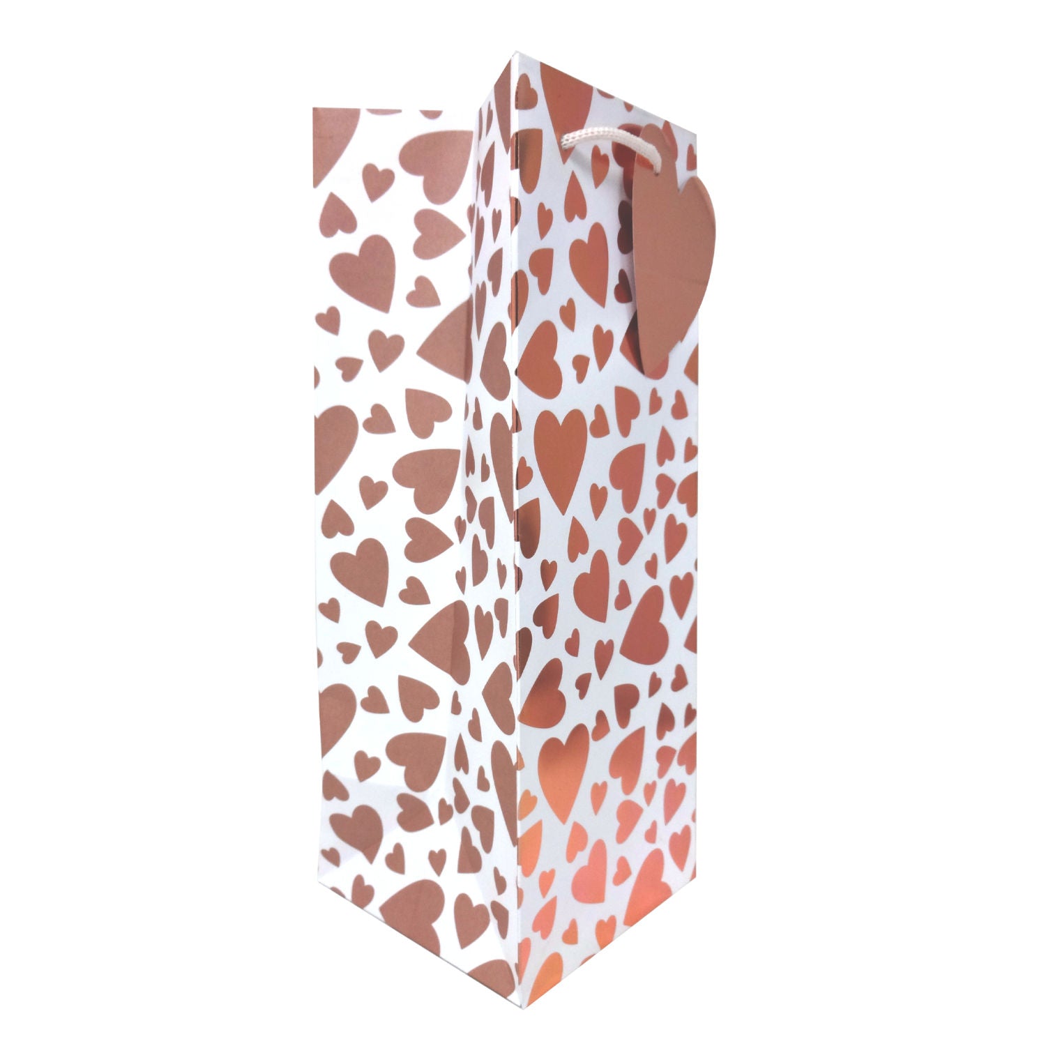 George bottle bag rose gold foil heart design, imported from the UK