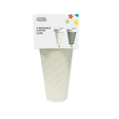 ASDA George Reusable Coffee Cups Grey Geometric Print 5pk- Buy online at McGrocer