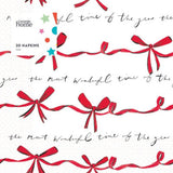 Red Bows Napkins with Christmas script 33cm, UK version