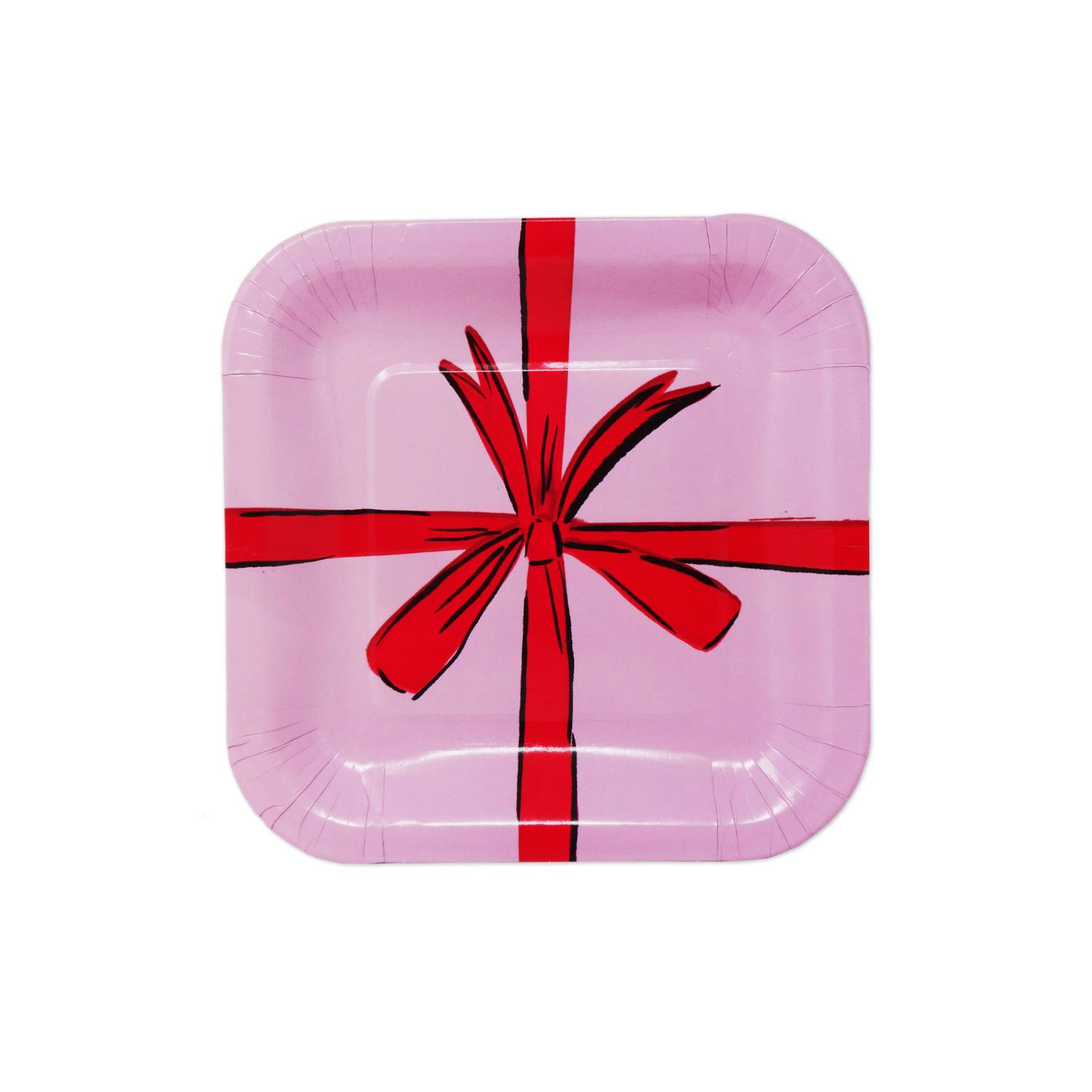 Pink present paper plates 22.5cm, UK version