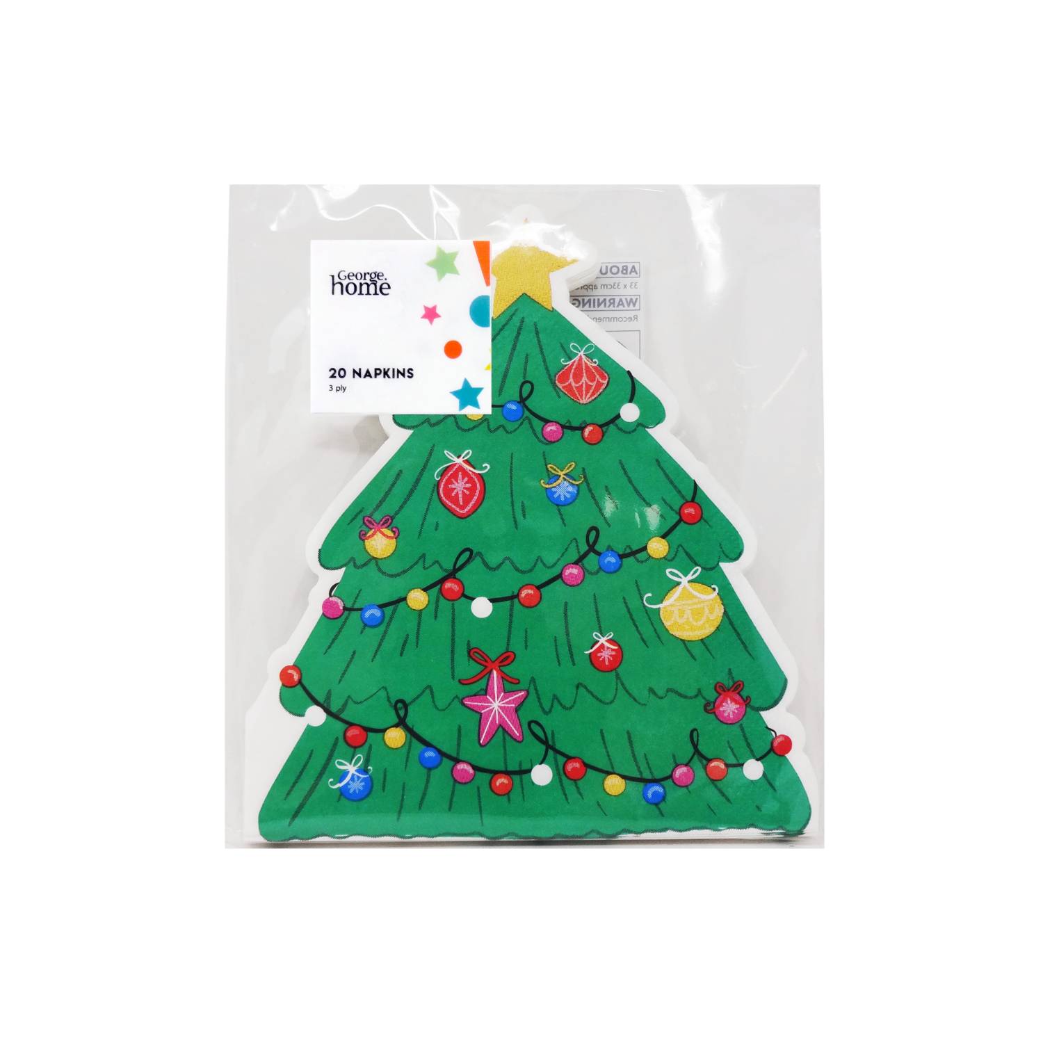 Christmas tree napkins pack of 20 33cm, UK version