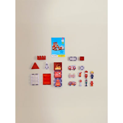 Hapello Fire magnetic tiles set with firefighters - British product