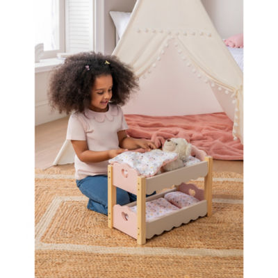George Home baby pink wooden doll bunkbed, UK version