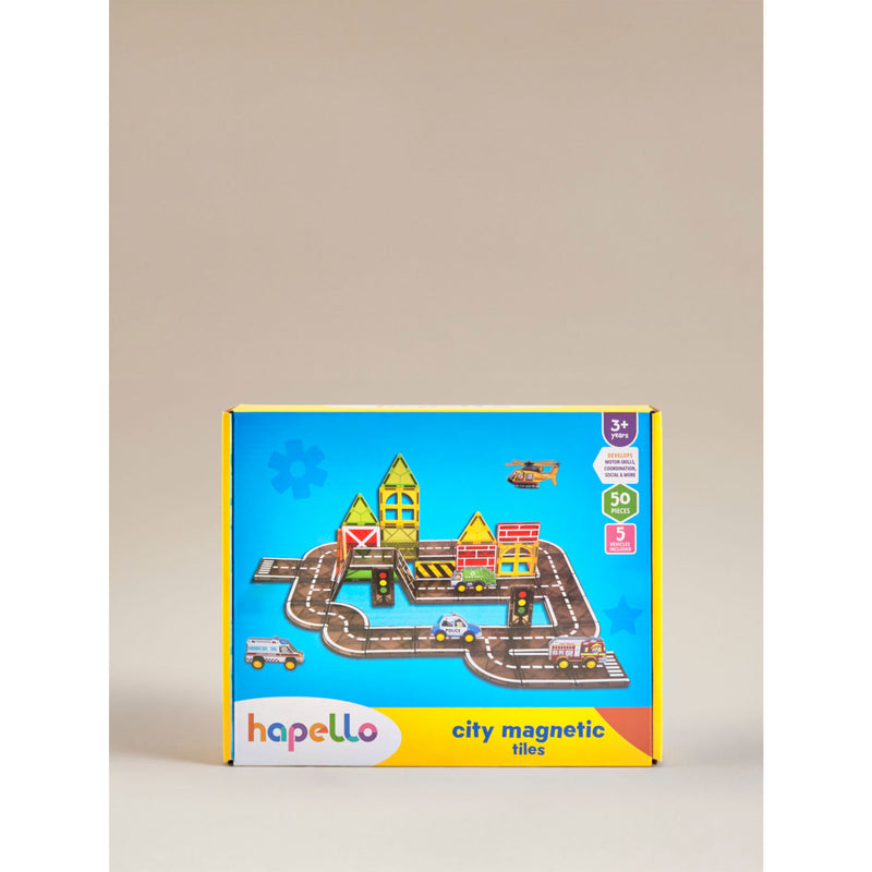 Hapello city tile set 18-piece with vehicles, imported from the UK