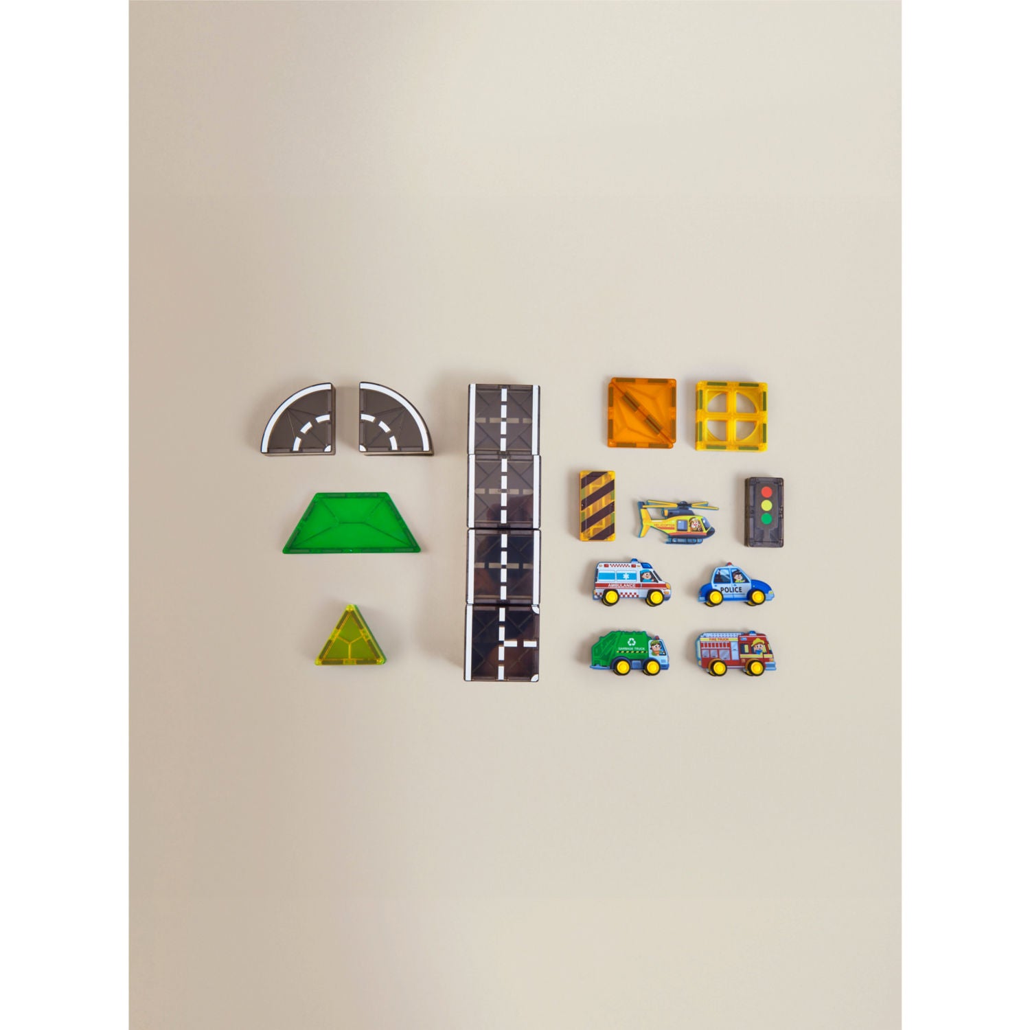 Hapello city tile set 18-piece with vehicles, imported from the UK