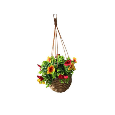 Brown willow rope hanging basket with chains 18x18x31 cm UK version