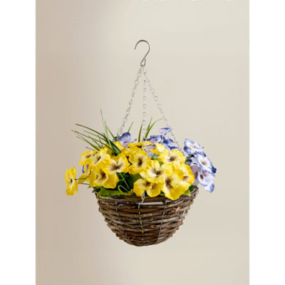 ASDA Artificial Pansy Round Basket With Chains Decorative Hanging Basket 25 x 25 x 50 cm- Buy online at McGrocer