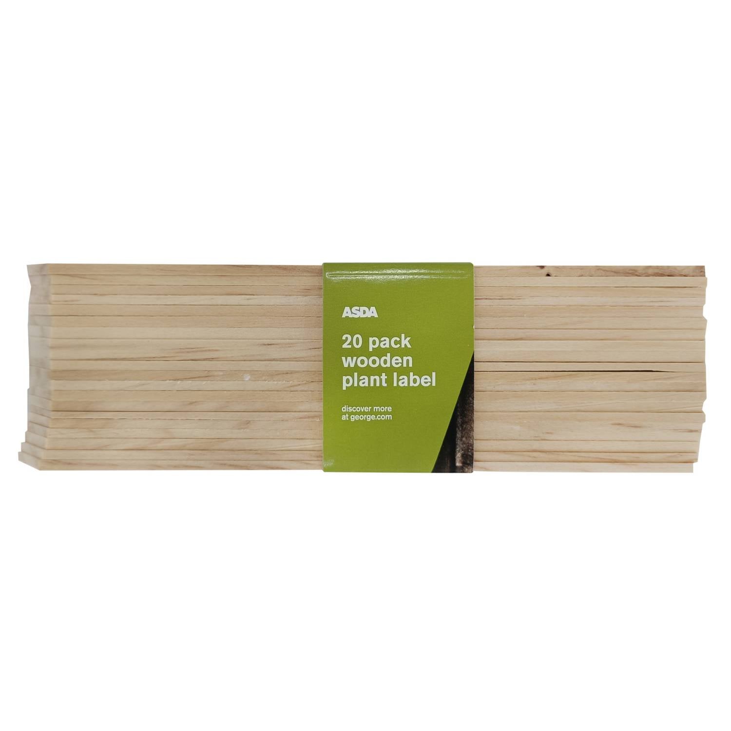 ASDA wooden plant labels 20 pack natural colour (British brand)