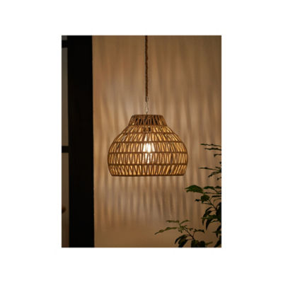 Brown wicker solar ceiling light 26x26x59 cm UK version