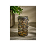George Home gold-tone solar lantern with leaf print, imported from the UK