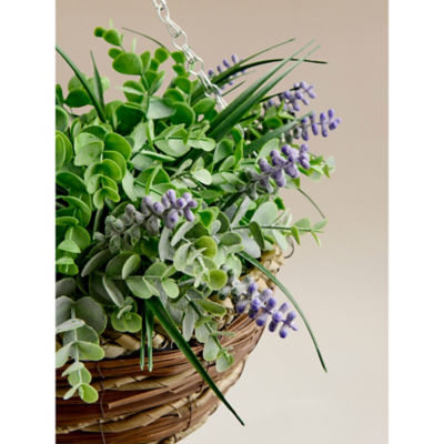 Artificial lavender hanging basket multi-coloured 25x25x30cm (British brand)