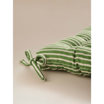 George Home green stripe polyester seat pad 40x40cm, UK version