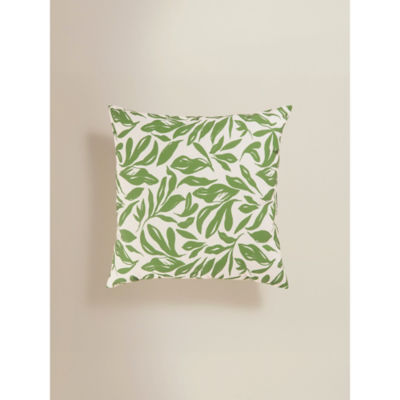 George Home green outdoor cushion with leaf pattern 45x45cm - British product