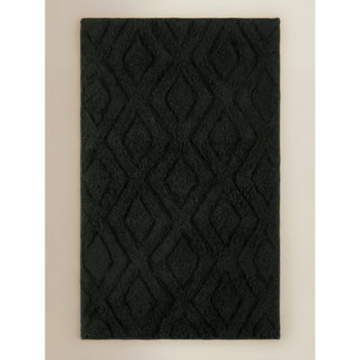 Green Dark Garden tufted leaves cotton bath mat 50x80cm, UK version