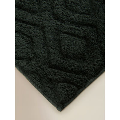 Green Dark Garden tufted leaves cotton bath mat 50x80cm, UK version