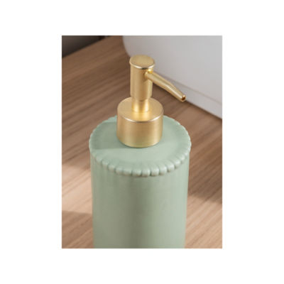 Stacey Solomon green beaded soap dispenser, imported from the UK