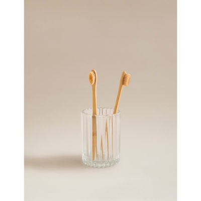 George Home clear ribbed glass tumbler 8x8x10cm (British brand)