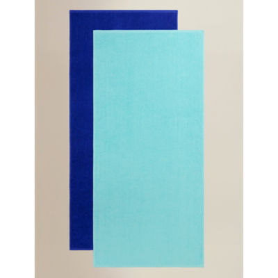George Home cotton beach towels set of 2 in blue and aqua - British product