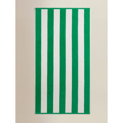 Cotton beach towel green striped XL - British product