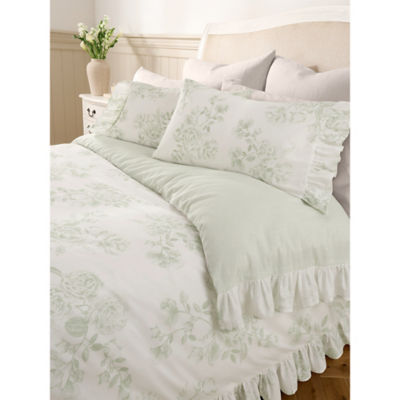Stacey Solomon green rose frill trim duvet set king, imported from the UK