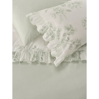 Stacey Solomon green rose frill trim duvet set single, imported from the UK