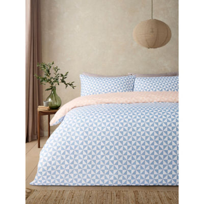 George Home blue and white triangle duvet set single (British brand)