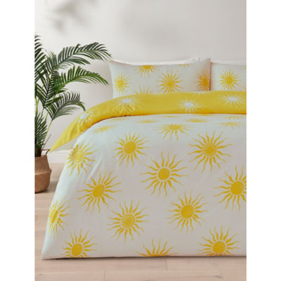 ASDA George Home White & Yellow Sunburst Microfibre Duvet Set - Single- Buy online at McGrocer