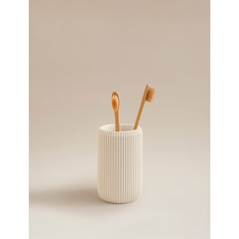 George Home natural sandstone ribbed tumbler 11cm, imported from the UK